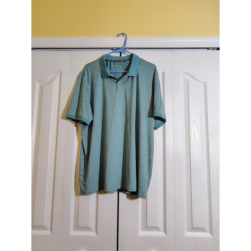 Eddie Bauer Motion FreeDry Mens XL Polo Shirt Teal Green Space Dye Performance